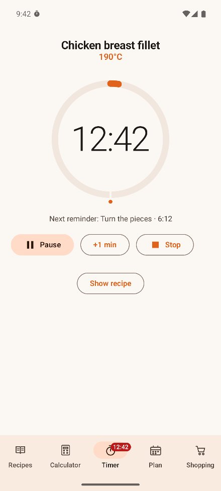 Running timer with a reminder of what to do next