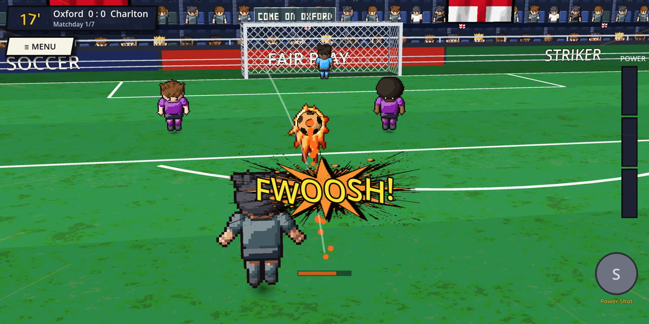 A blazing Fire Shot flying towards goal