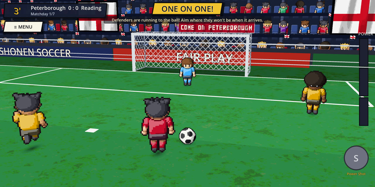 One-on-one with the goalkeeper, seen from behind the striker